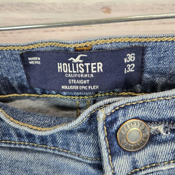Hollister Jeans Mens Sz 36 Blue Straight Leg Epic Flex Denim Classic Comfort Fit - Picture 8 of 14